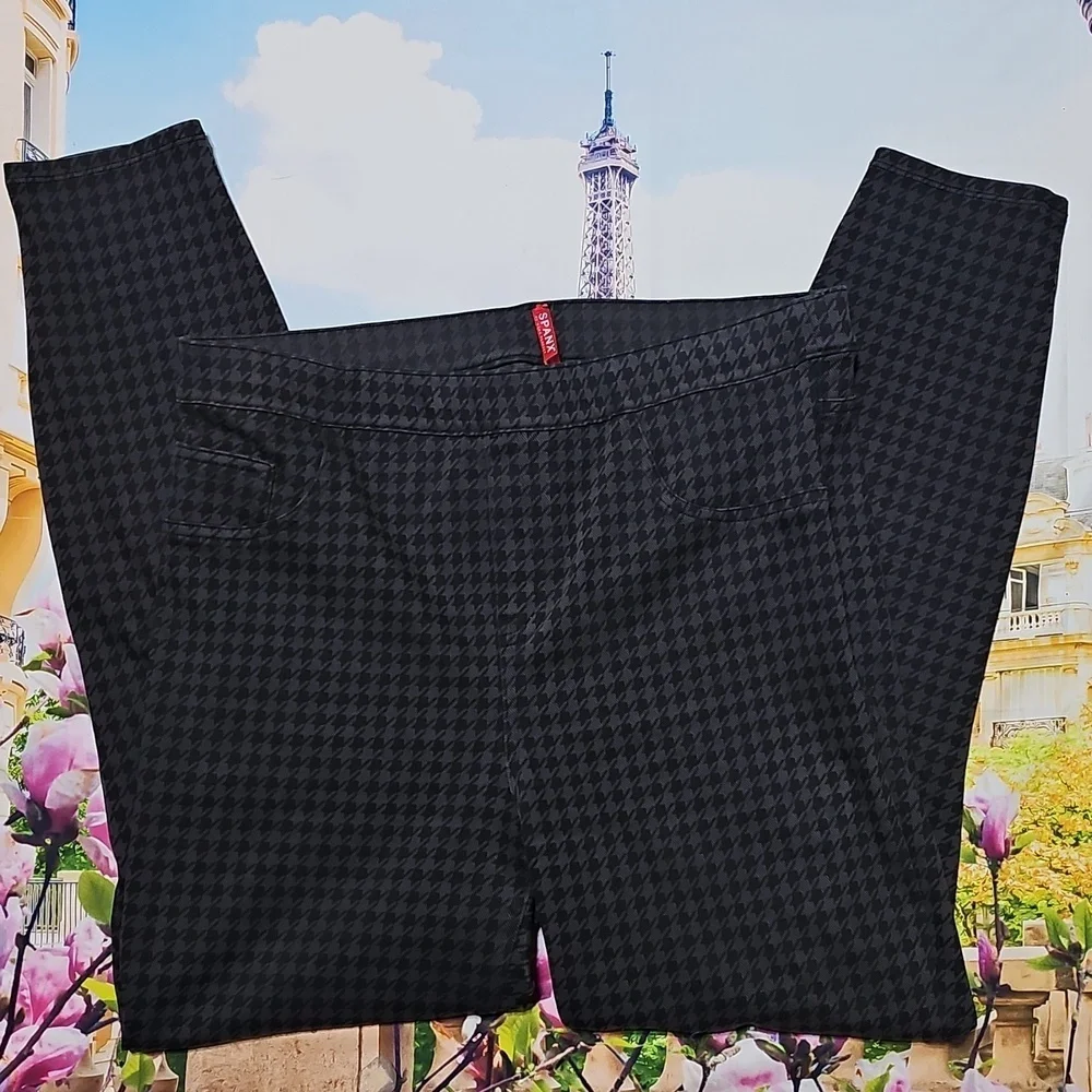 Spanx Black and Gray Houndstooth High Waist Leggings Pants Size XL - Picture 2 of 5